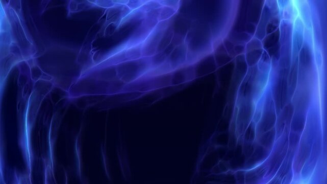 Flowing purple fluid forms an abstract luminous border