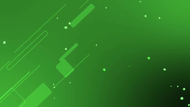 Abstract background with glowing geometric shapes lines and small floating dots animation