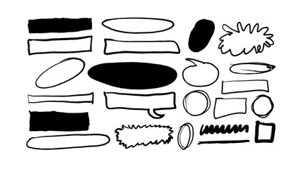 Hand drawn circles squares rectangles ovals underlines bubbles borders outlines Hand Drawn illustration with alpha transparent background © C Corner