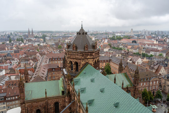 Roof and flying buttresses of Strasbourg Cathedral in France