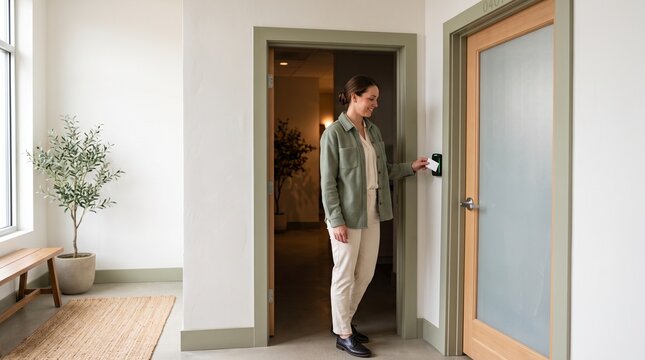 Clinic staff secure entry at opening time
