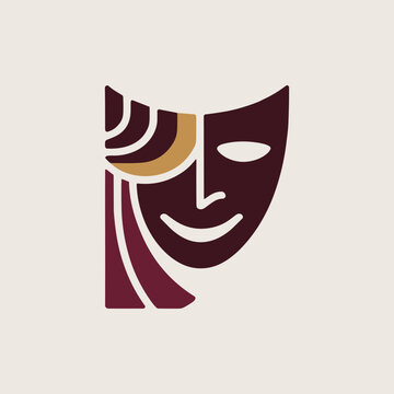 Abstract minimalist theater mask logo design
