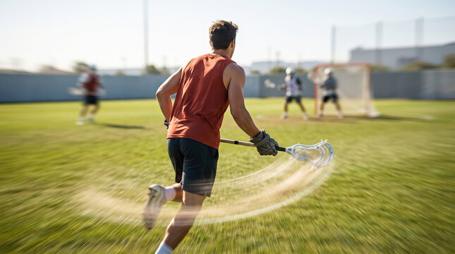 Lacrosse midfielder breaks into open field space