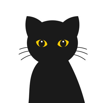Black cat illustration isolated on white background. Halloween vector design element.