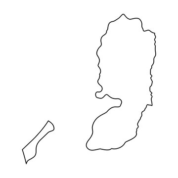 Palestine map outline with west bank and gaza strip borders