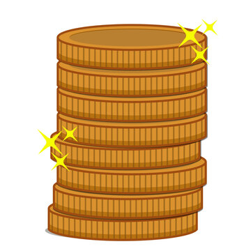 Stack of Shiny Gold Coins Cartoon Vector Illustration Isolated on White