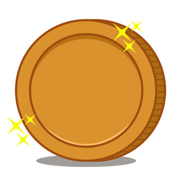 Shiny Blank Gold Coin Vector Illustration Isolated on White Background