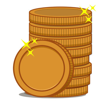 Vector Illustration of Stacked Gold Coins with Sparkles