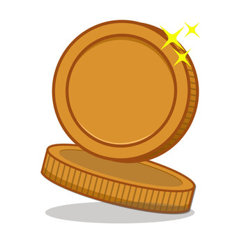 Vector Illustration of Two Shiny Gold Coins Stacked
