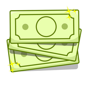 Vector Illustration of Green Money Bills Stack Isolated on White Background