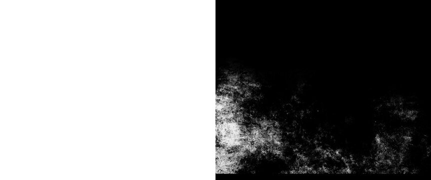 Grunge texture overlay on black background, distressed white paint splatter, vintage abstract dust and scratch effect