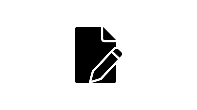 document edit icon isolated on white background, copy paste icon, black document and pencil icon isolated on white, file editing symbol simple black outline, document writing and edit icon 