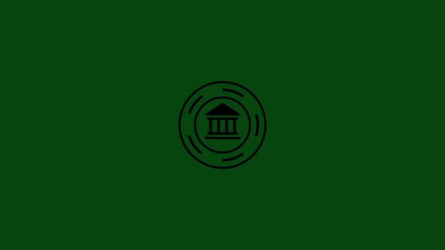 B2G model line animation. Ecommerce animated icon. Shaking head. Business to government. Public administration. Black illustration on green background. HD video with alpha channel. Motion graphic