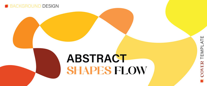 Abstract Warm Liquid Fluid Shapes Flow Background with Yellow Orange Brown Organic Blob Vector Layout Template for Cover Banner Design