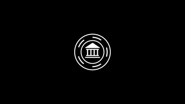 B2G model line animation. Ecommerce animated icon. Shaking head. Business to government. Public administration. Black illustration on black background. HD video with alpha channel. Motion graphic