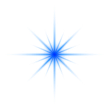 Glowing Blue Light Flare Star Sparkle Element Vector Illustration Isolated on Transparent Background