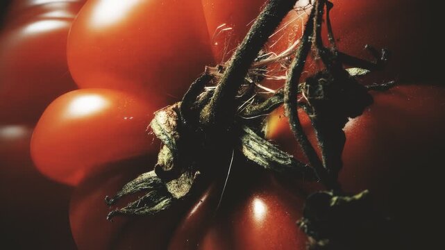 Tomato top down view vintage colour pull look close up stock footage