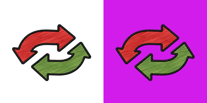 Embroidered red and green circular arrow refresh icons transparent png