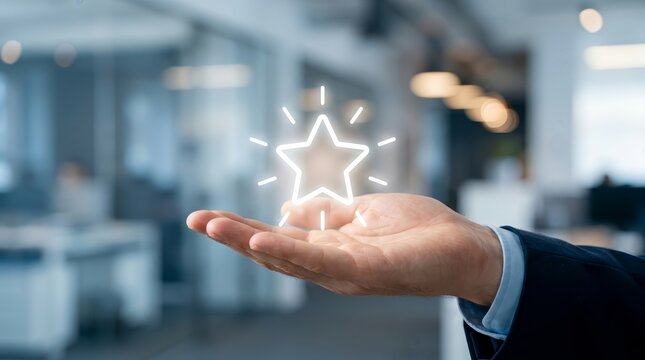 A glowing star icon hovers above an open hand representing loyalty rewards and bonus points.