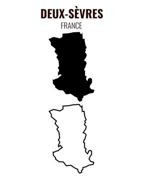 Deux-Sevres map vector illustration set, French department silhouette and outline map