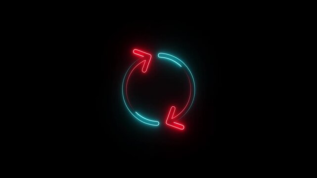 Glowing neon line Arrow icon isolated on black background. Direction Arrowhead symbol. Motion graphics.
