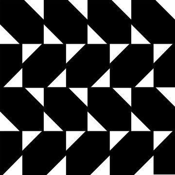 Black and white triangular geometric pattern with repeated angular shapes forming a dense tessellated design PNG Isolated on Transparent Background