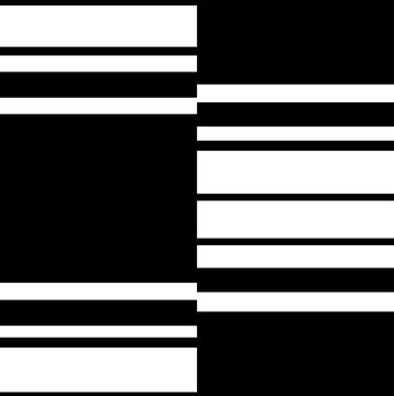 Black and white horizontal stripe pattern with alternating line blocks and rectangular sections PNG Isolated on Transparent Background