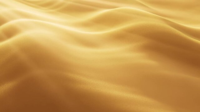Golden satin fabric forming soft flowing waves in a warm abstract textile setting