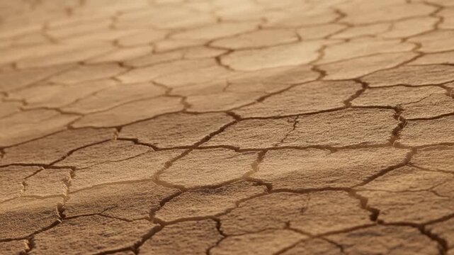 Cracked dry earth across parched ground with deep fissures in warm natural light