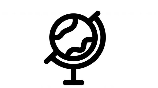globe animated Line Icons Premium 4K, Modern Minimal Outline Motion Graphics Collection