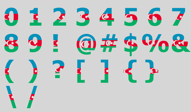 3D Flag of Azerbaijan on a text background.