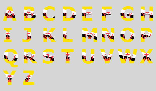 3D Flag of Brunei on a text background.