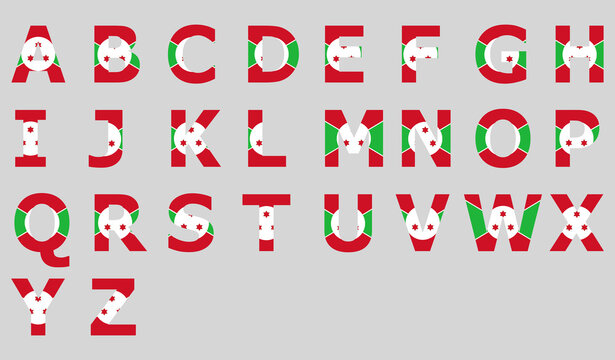 3D Flag of Burundi on a text background.