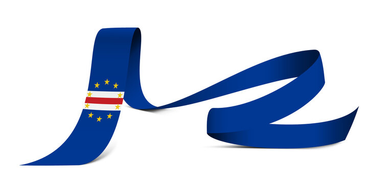 3D illustration. Flag of Cape Verde on a fabric ribbon background.