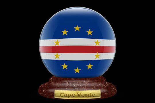 3D Flag of Cape Verde on a globe background.