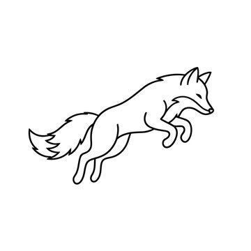 Line art of a jumping fox