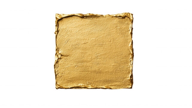 Golden paint stroke creating a textured art element yellow luxurious brushstroke for transparent background design