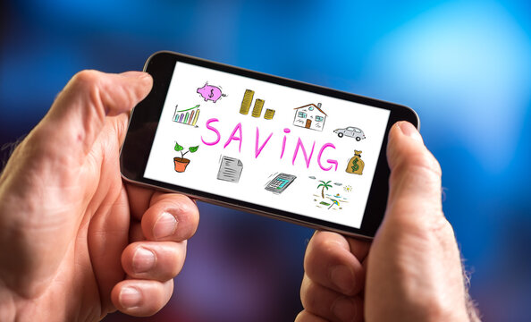 Saving concept on a smartphone