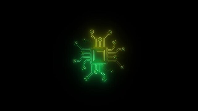 Futuristic circuit board Microchip CPU Processor Network motherboard cyber nans chip, processor, and semiconductor. tech mg. AI innovation concept. innovation future tech data, Ac big data lines dots