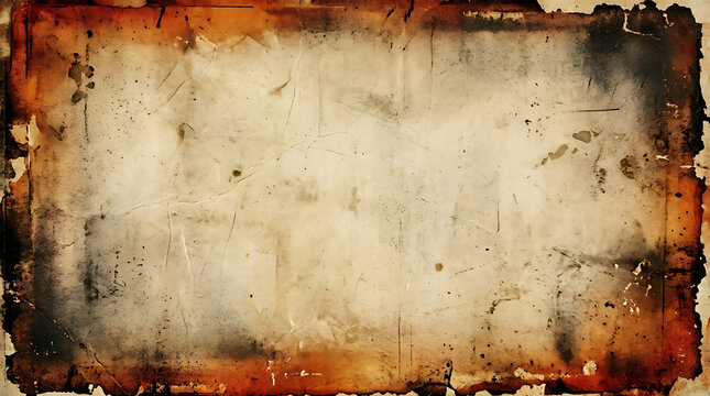 Old vintage paper texture with burnt edges and grunge distressed surface for creative background design