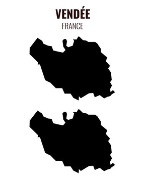 Vendee map vector illustration set, French department silhouette and outline map