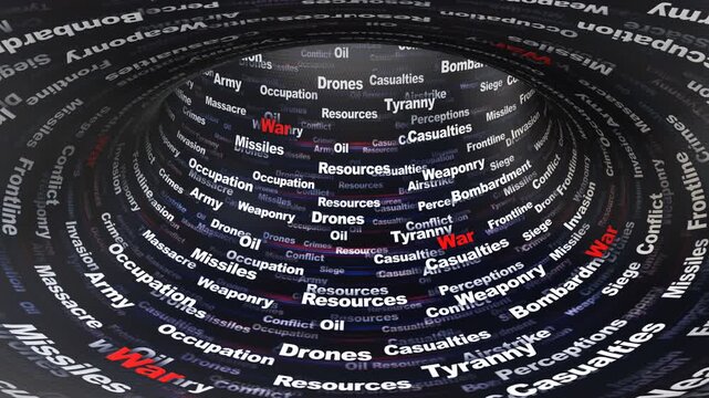 WAR Keywords Animation on Tunnel Walls, Background, Loop
