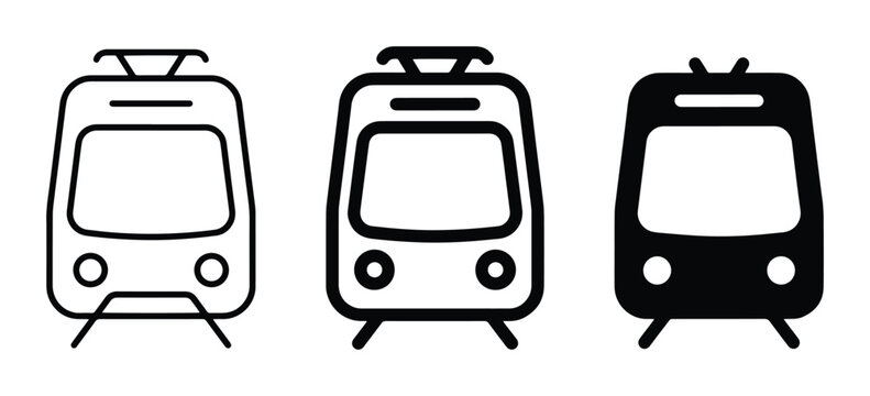 Train Icons, Public Transport Symbols, Urban Commute Vector Graphics