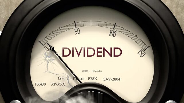 Dividend meter showing low levels of dividend. Minimum and decreasing dividend value, below the norm. Lack of dividend. None of it, insufficient.