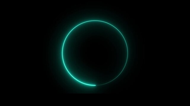 neon ellipse circle border loop icon. Neon round frame, circle, ring shape, loading, Blue neon circle waves loop animation