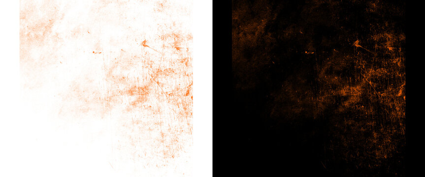 Grunge orange texture background set, abstract rustic copper overlay textures, vintage distressed paper and dark metallic surface for graphic design
