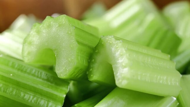 Close-Up of Fresh Sliced Celery	