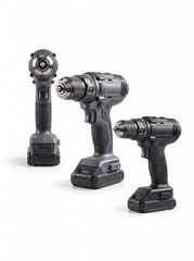 Fototapeta premium Three Cordless Electric Drills on White