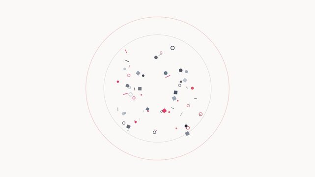 Minimalist graphic showing a document file icon crossed out with a red X and exploding into colorful geometric confetti shapes on a clean background