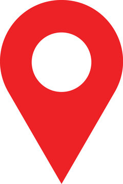 Pin location icon for map and navigation. Red marker with a white dot on it, Location map icon vector, location Icon Clip art